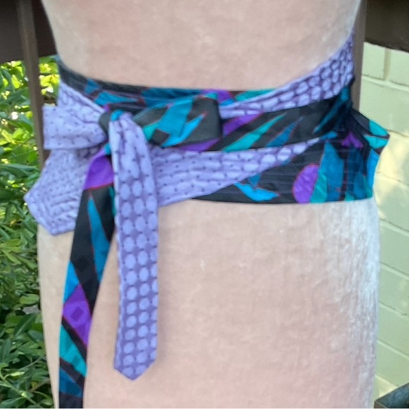 Obi Japanese style Wrap belt handcrafted silk ties upcycled department tile NFS - Picture 5 of 16
